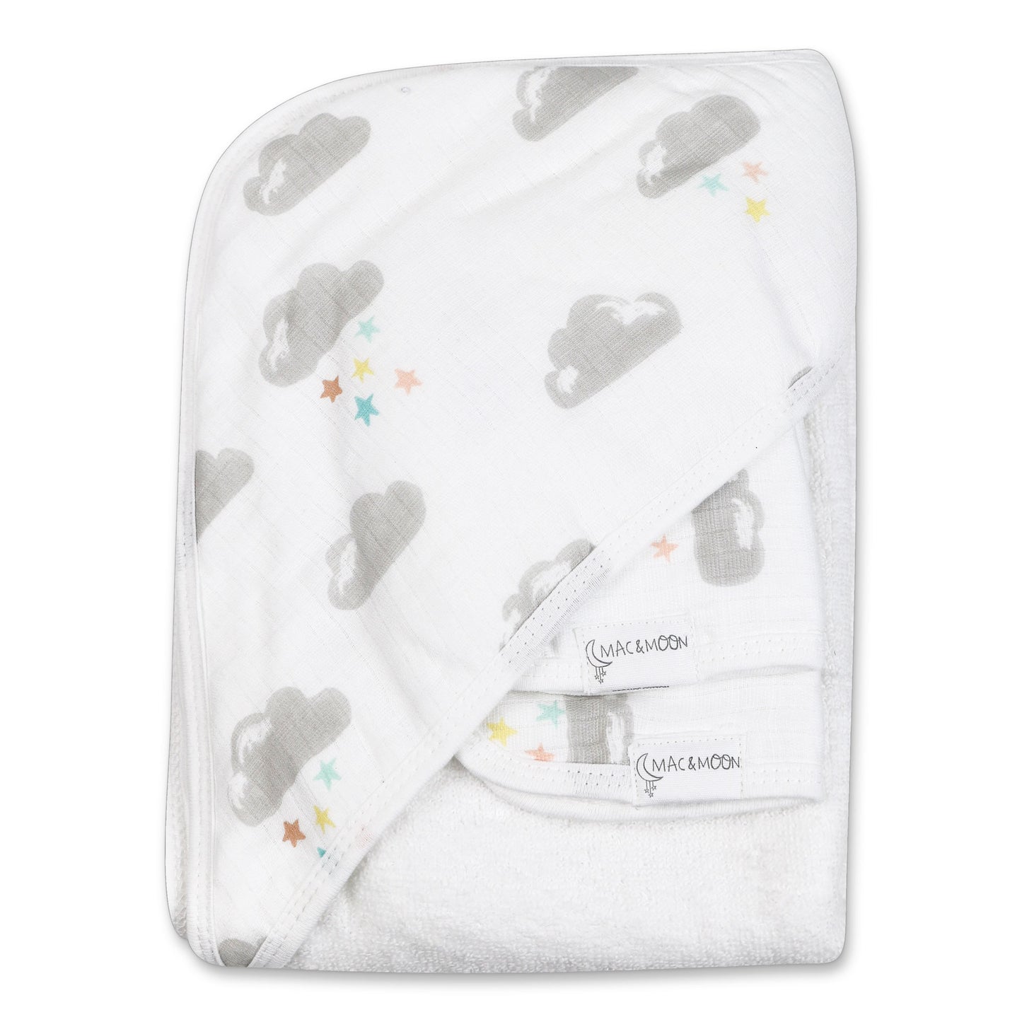 Organic Cotton Bath Time Set in Cloud Print