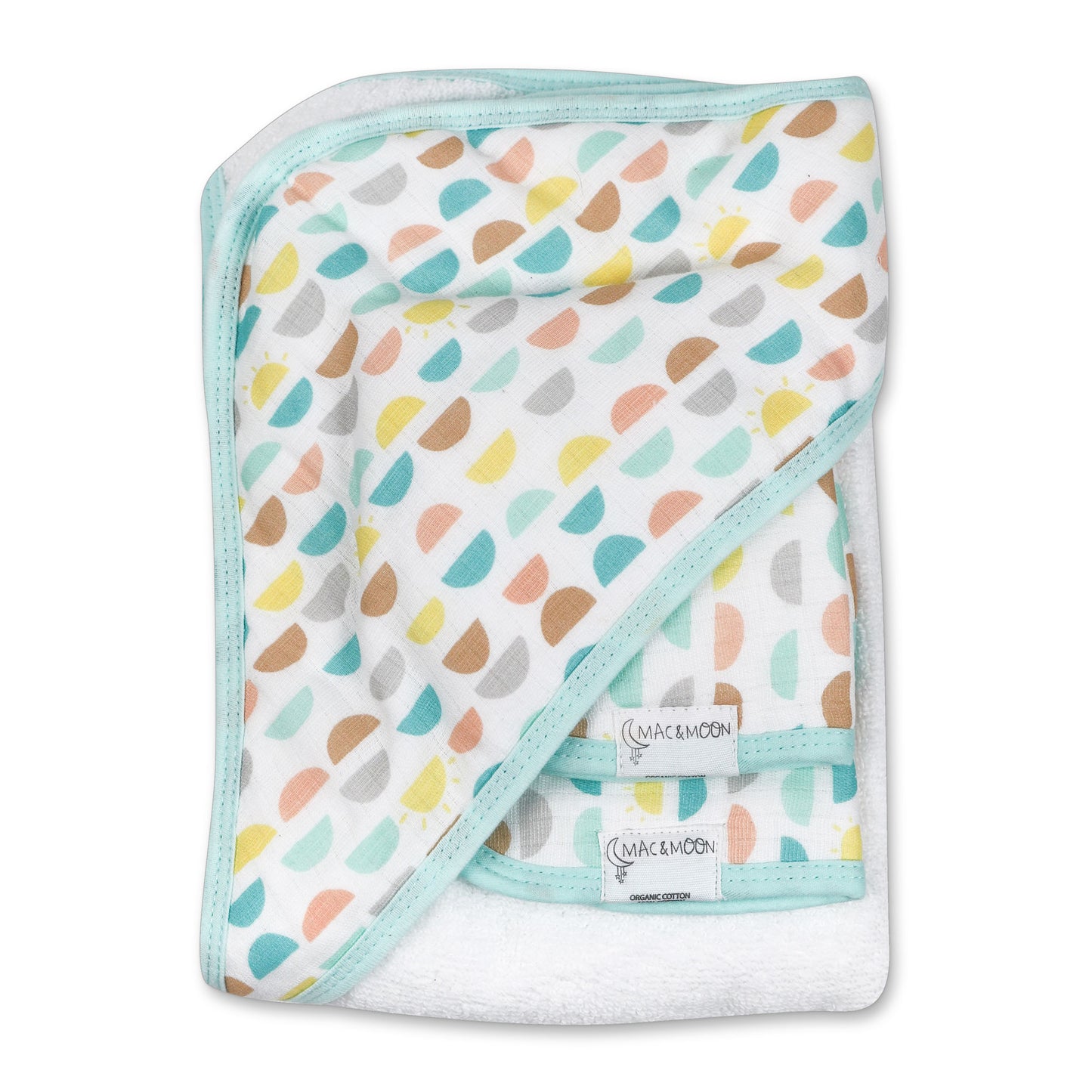 Organic Cotton Bath Time Set in Sun Geo Print