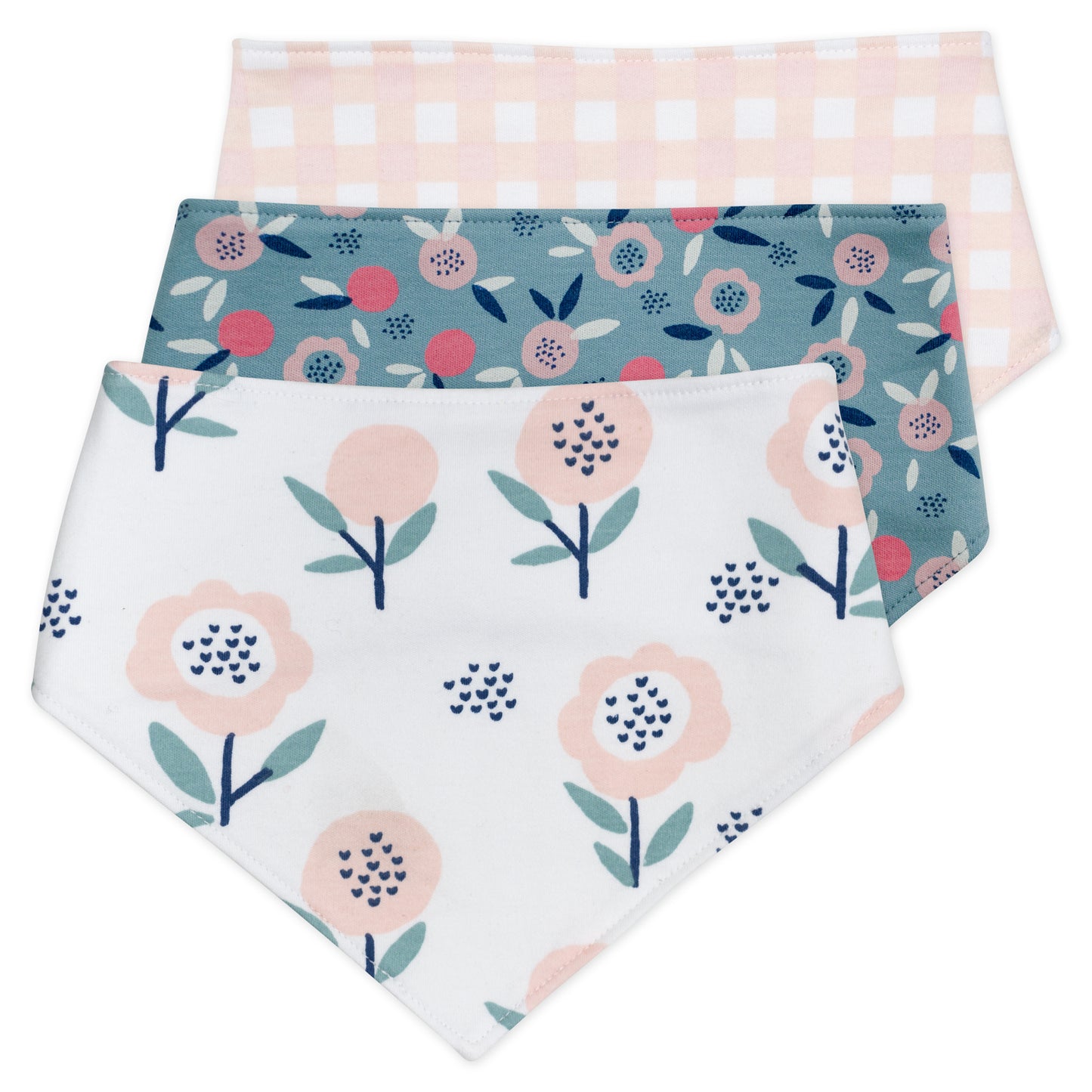 3-Pack Organic Cotton Bandana Bib in Bunny Floral Print