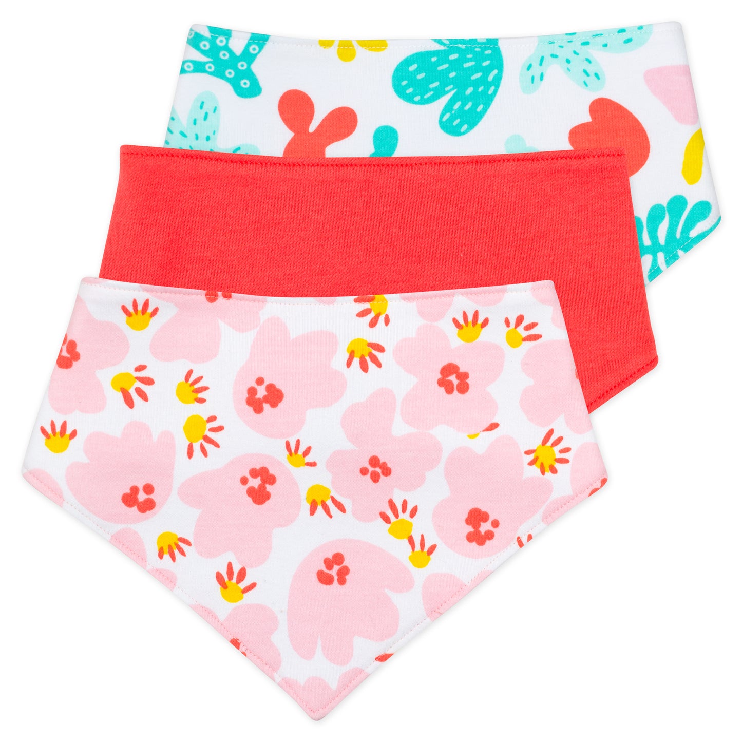 3-Pack Organic Cotton Bib in Coral Reef Print