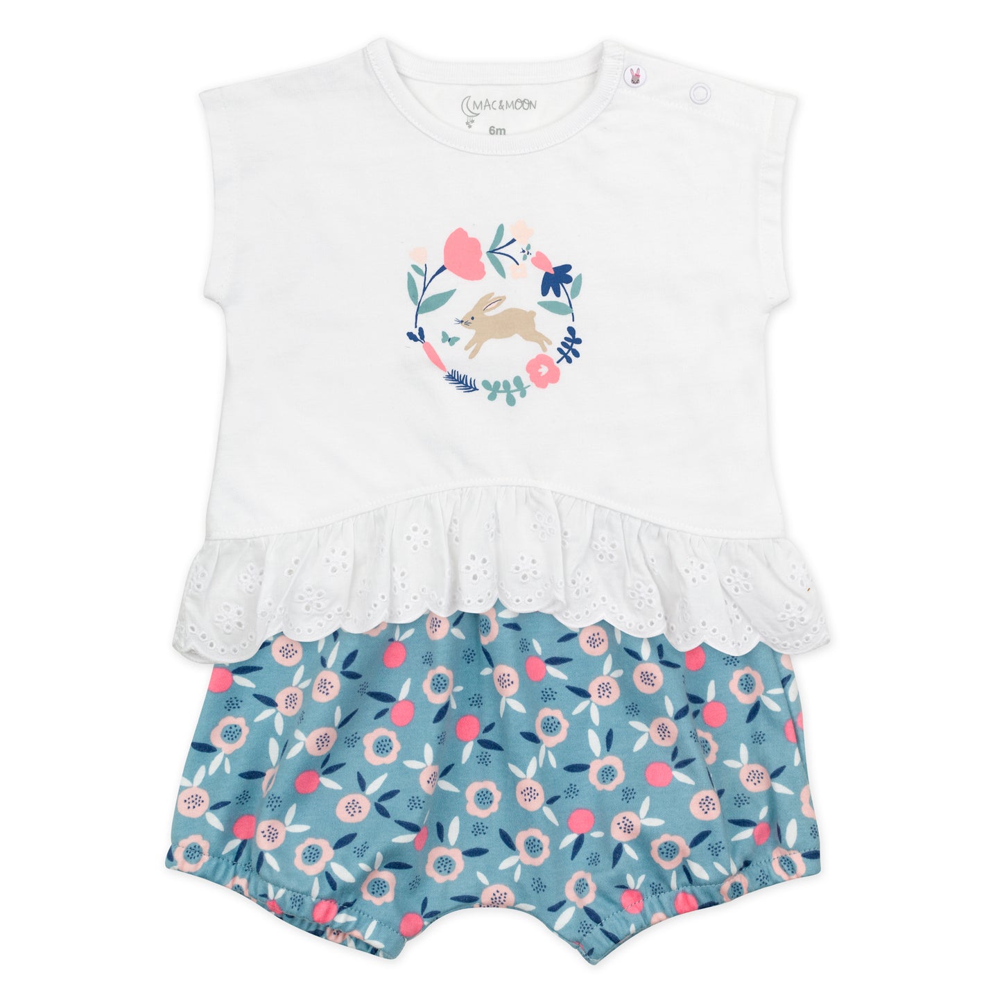 2-Piece Organic Cotton Short Set in Bunny Floral Print