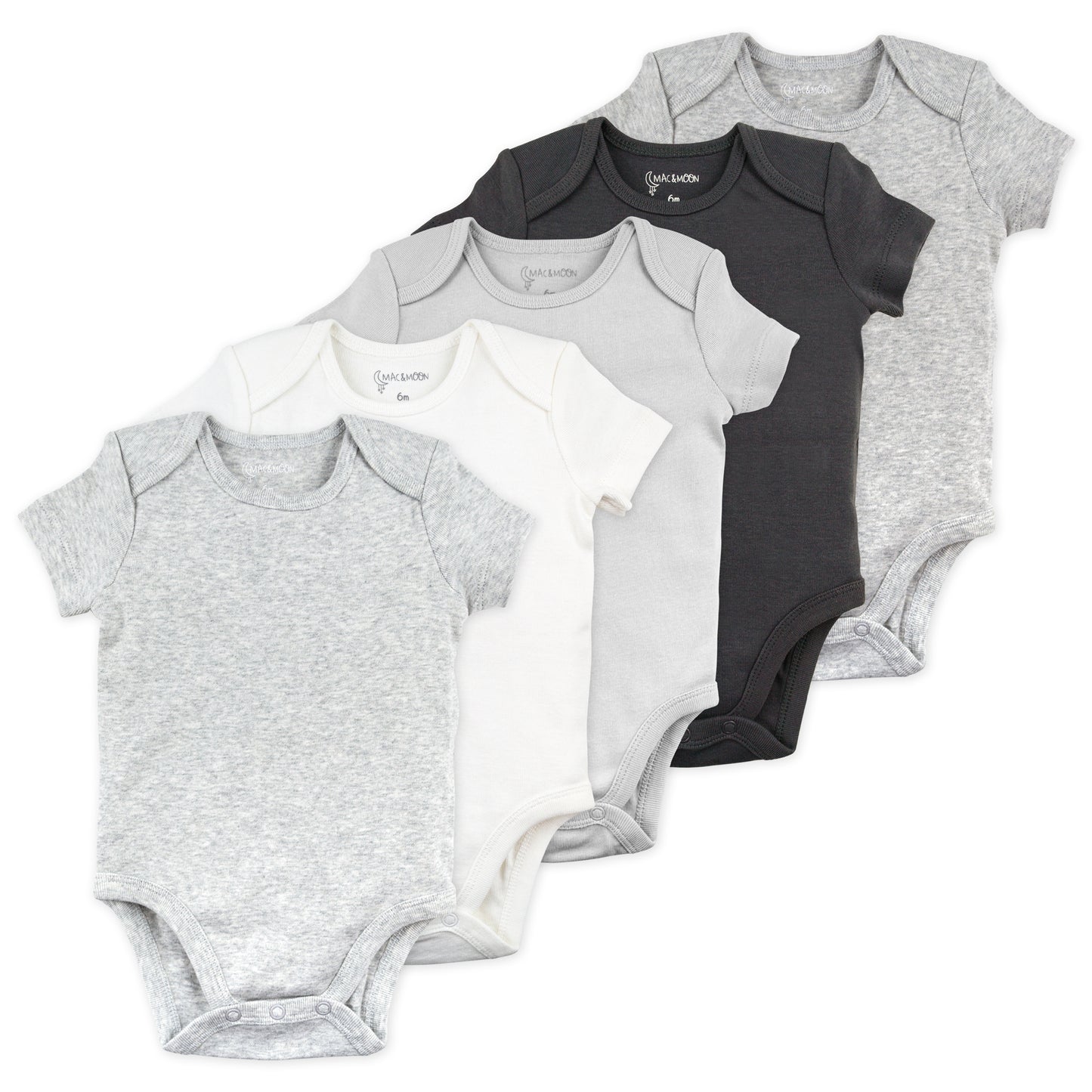 5-Pack Organic Cotton Bodysuit in Koala Grays