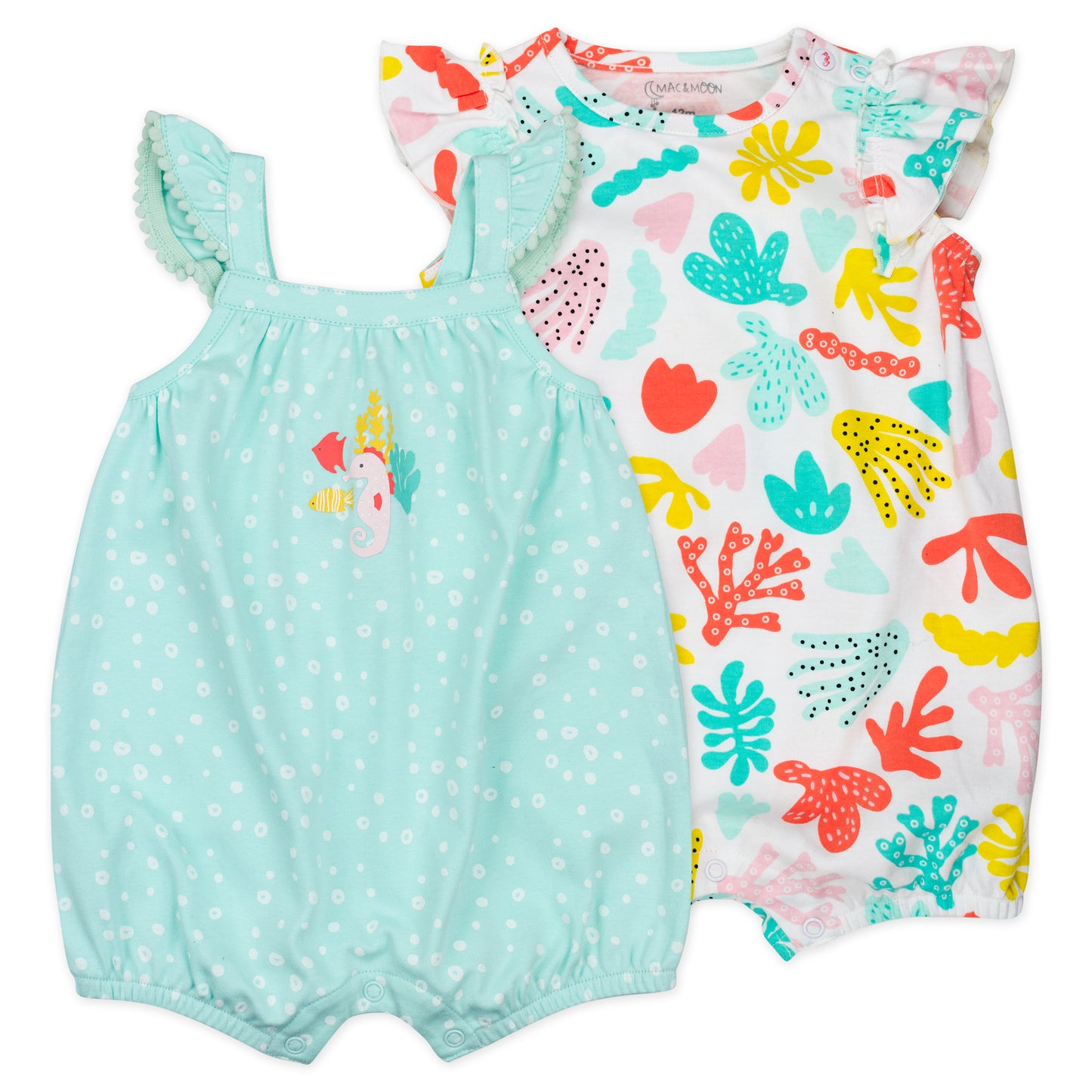 2-Pack Organic Cotton Romper in Coral Reef Print