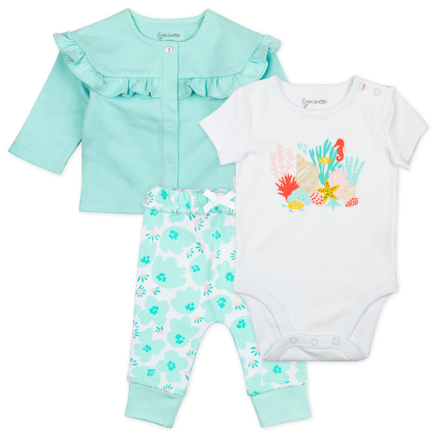 3-Piece Organic Cotton Coral Reef Fashion Set