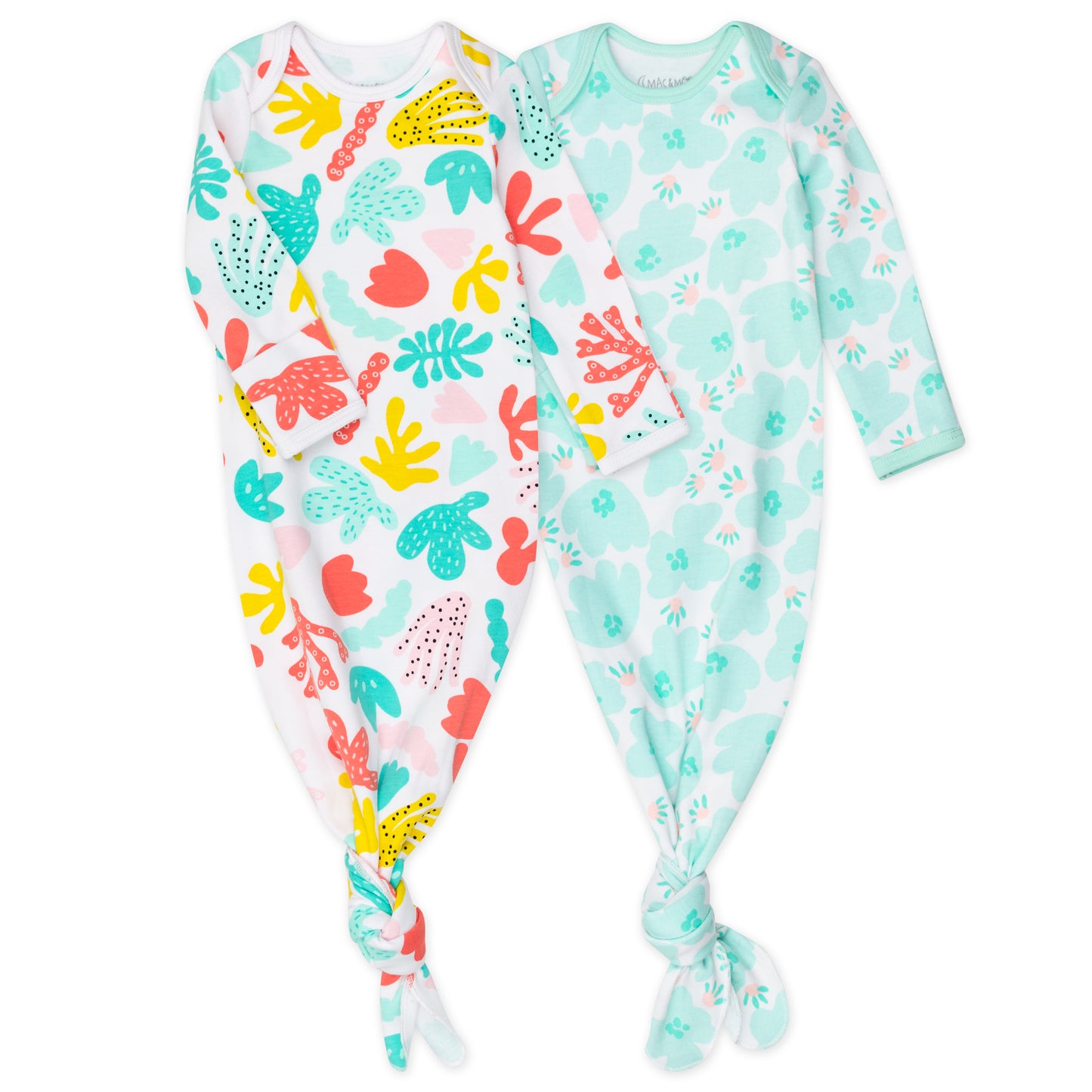 2-Pack Organic Cotton Baby Gown in Coral Reef Print