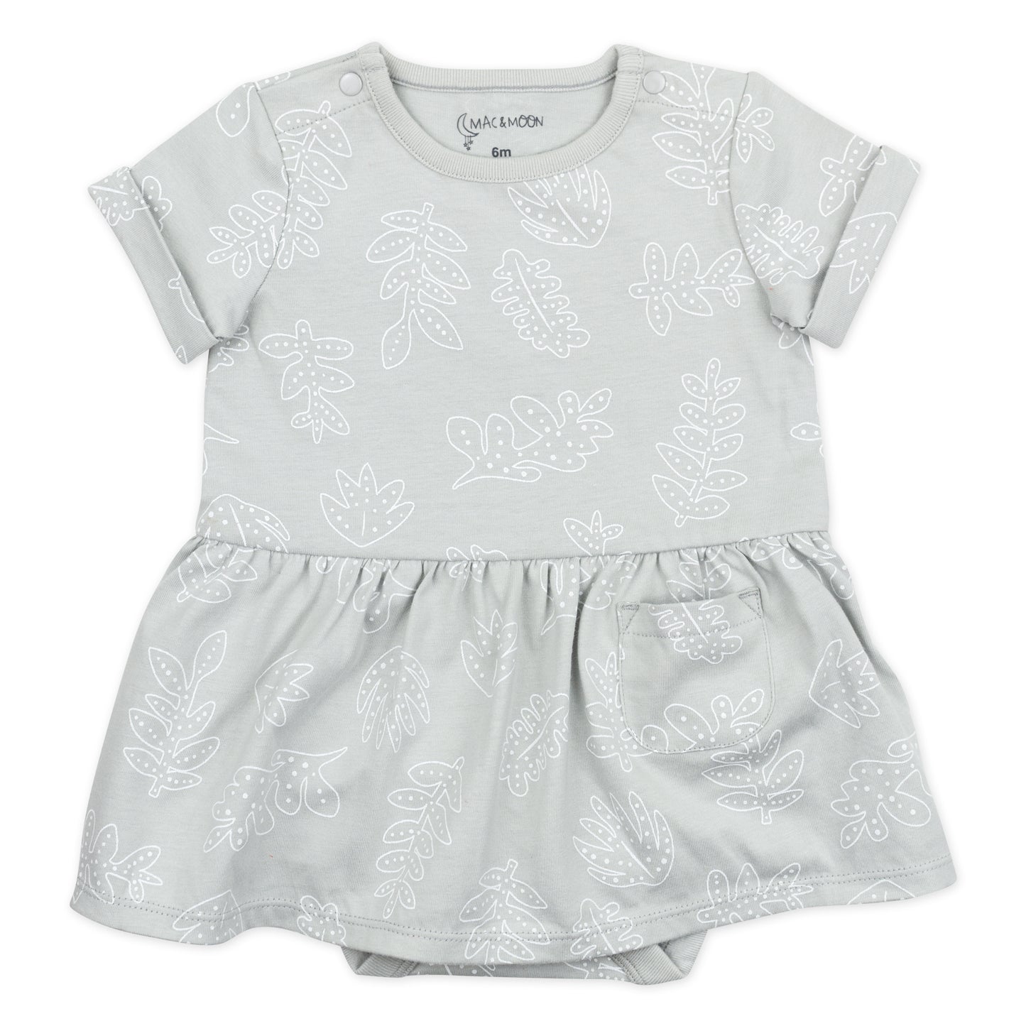 Organic Cotton Gray Bamboo Print Bodysuit Dress