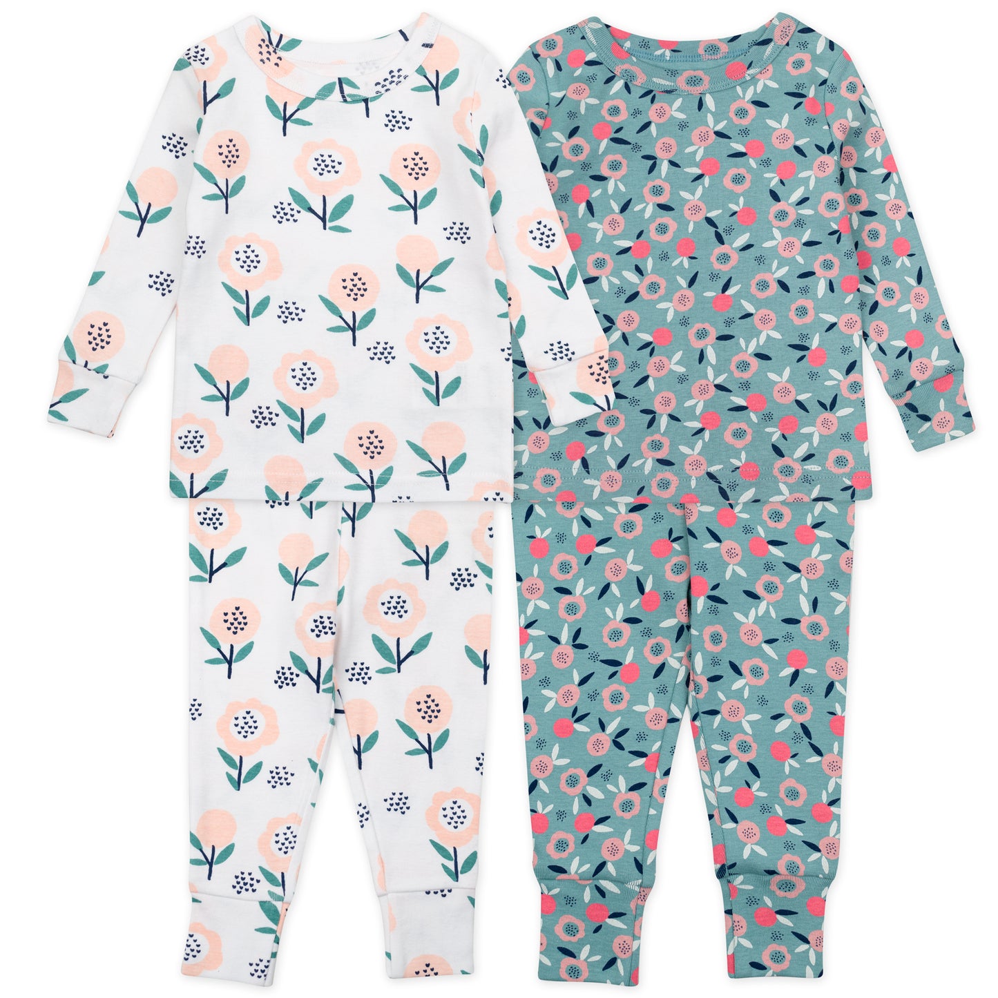4-Piece Organic Cotton Pajama Set in Floral Print