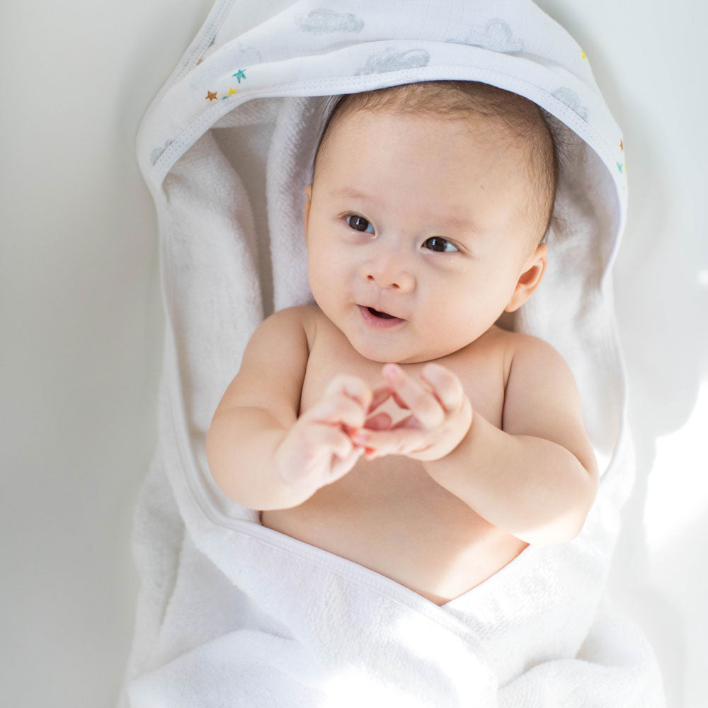 Organic Cotton Bath Time Set in Cloud Print