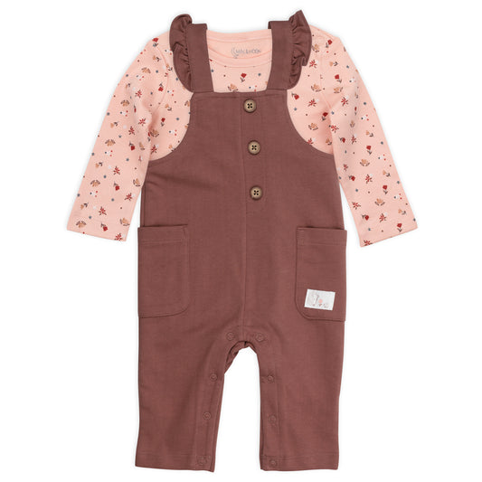 2-Piece Overall Set in Hedgehog Floral Print