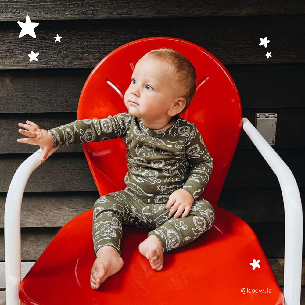 4-Piece Organic Cotton Pajama Set in Lion Print