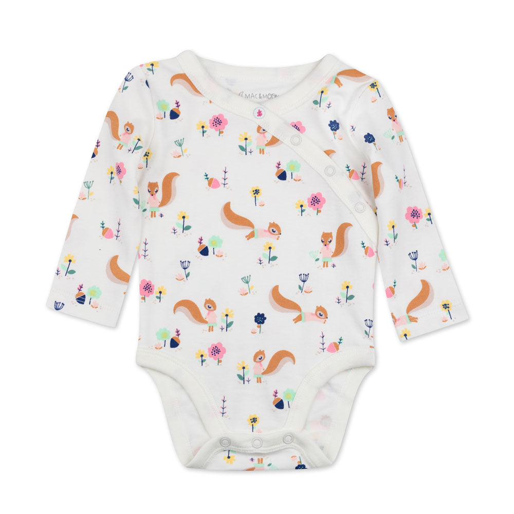 2-Pack Organic Cotton Long Sleeve Bodysuit in Squirrel Print