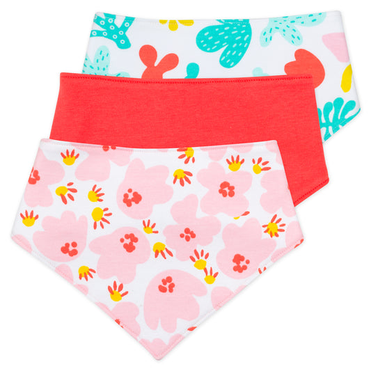 3-Pack Organic Cotton Bib in Coral Reef Print