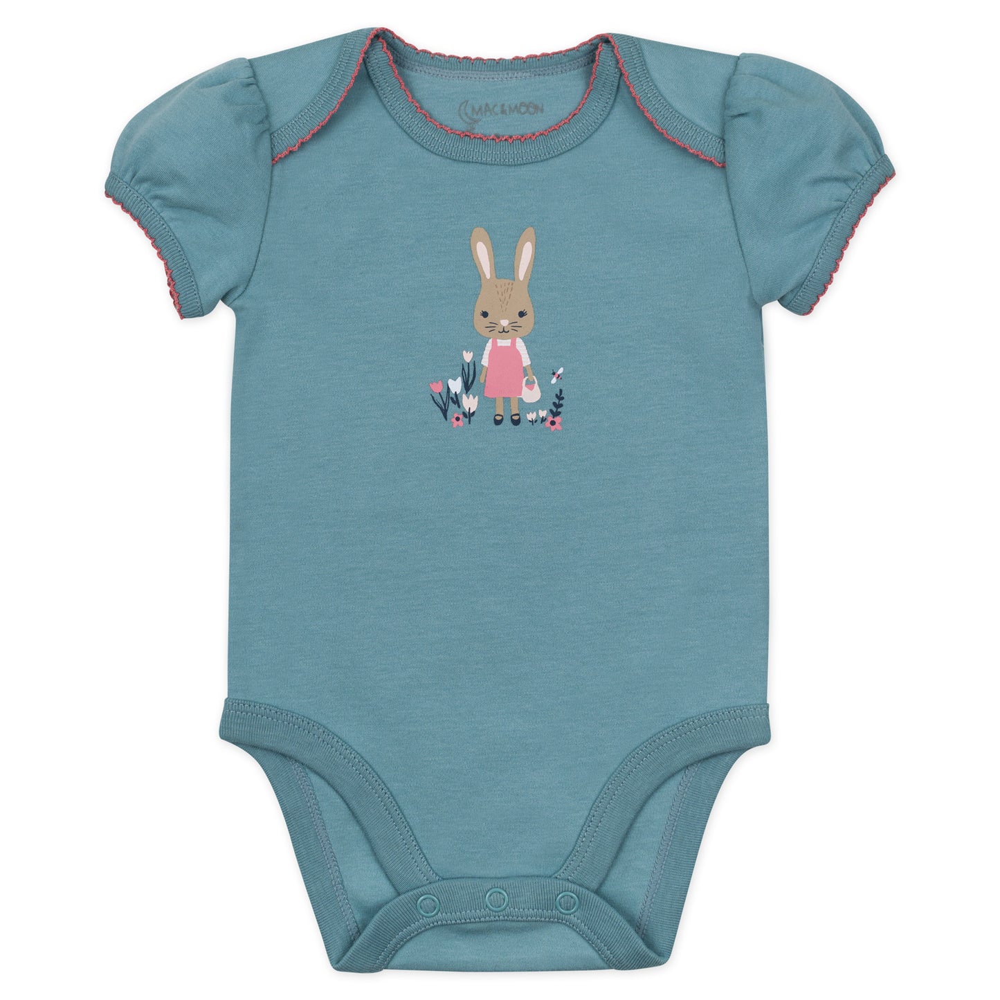 3-Pack Organic Cotton Short Sleeve Bodysuit in Bunny Floral Print