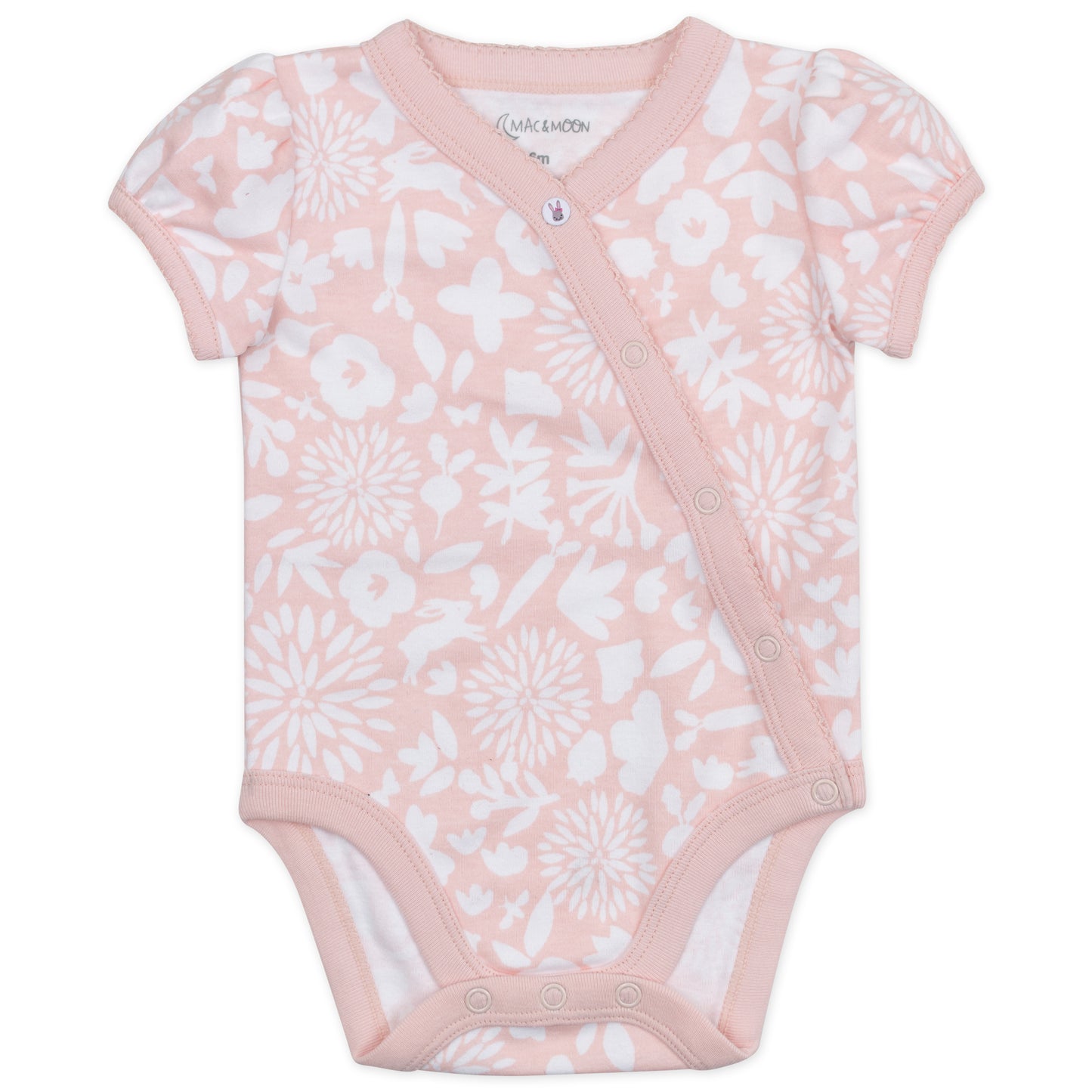 3-Pack Organic Cotton Short Sleeve Bodysuit in Bunny Floral Print