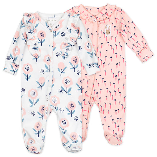 2-Pack Organic Cotton Sleep & Play in Bunny Floral Print
