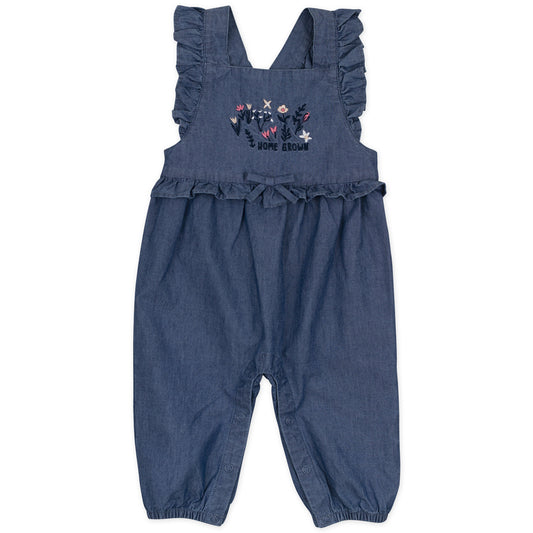 2-Piece Organic Cotton Overall Set in Bunny Floral Print