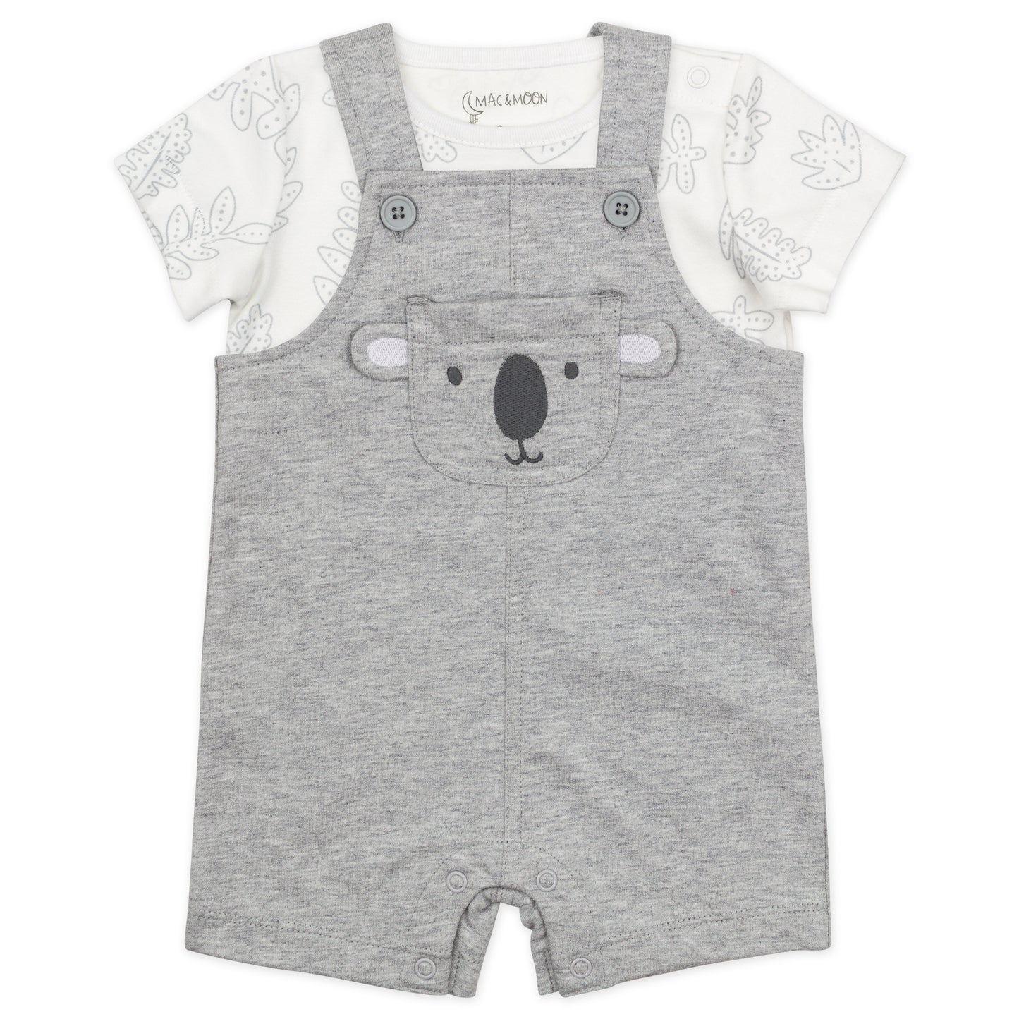 2-Piece Organic Cotton Shortall Set in Koala Print