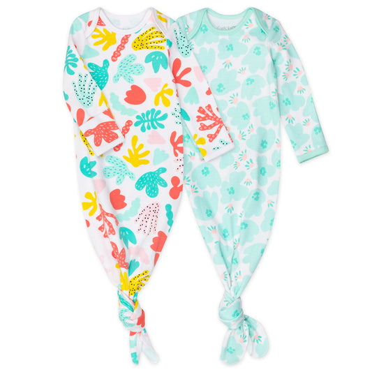 2-Pack Organic Cotton Baby Gown in Coral Reef Print
