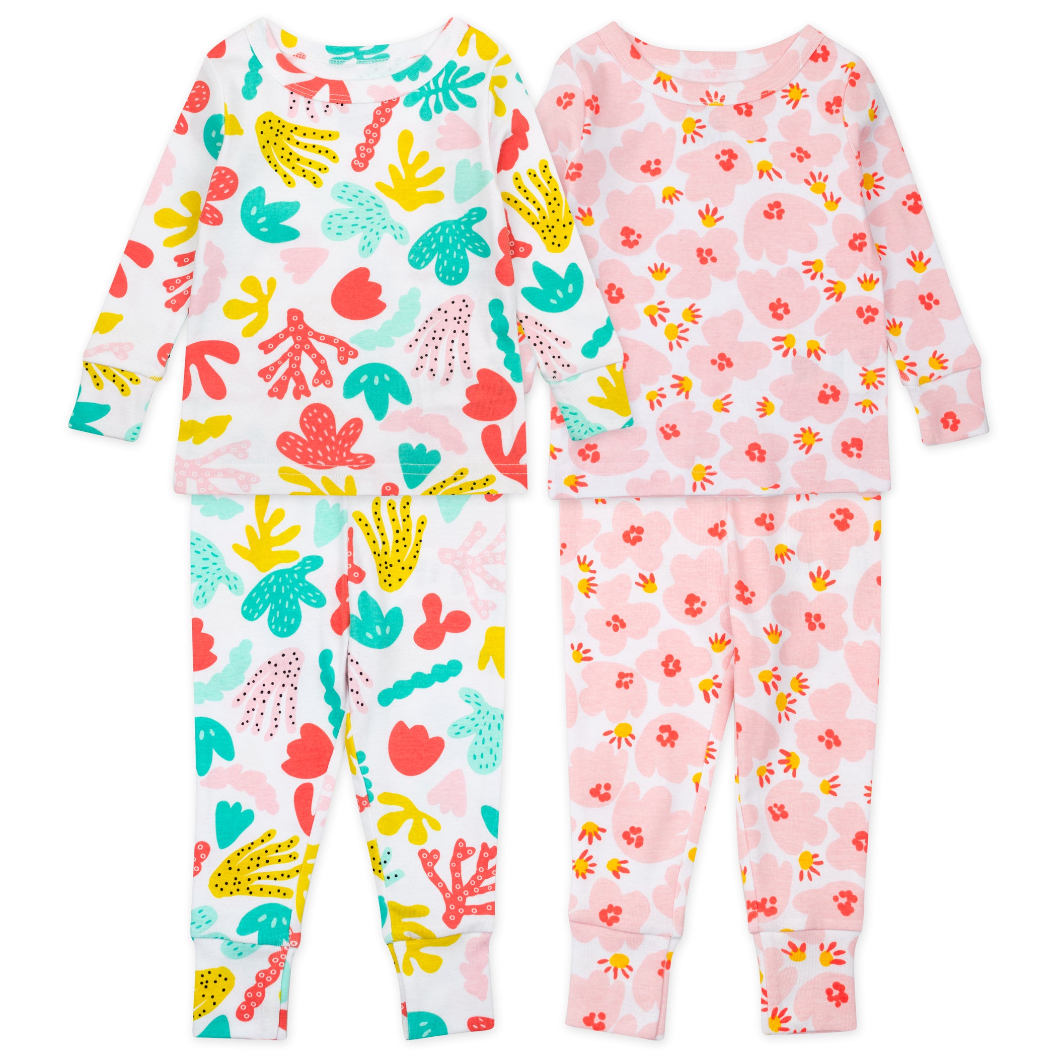 4 Piece Organic Cotton Pajama Set in Coral Reef Print