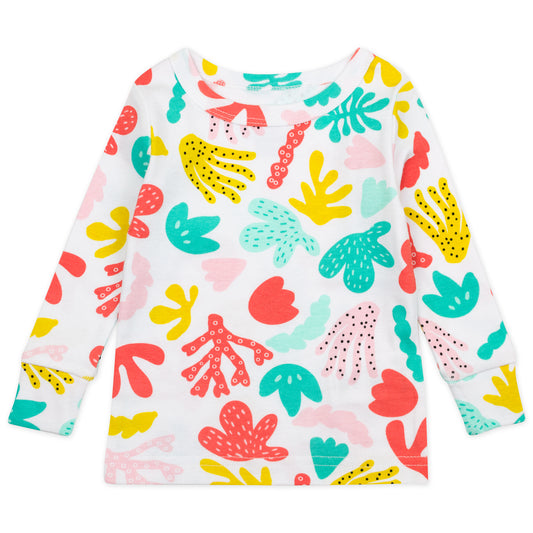 4-Piece Organic Cotton Pajama Set in Coral Reef Print