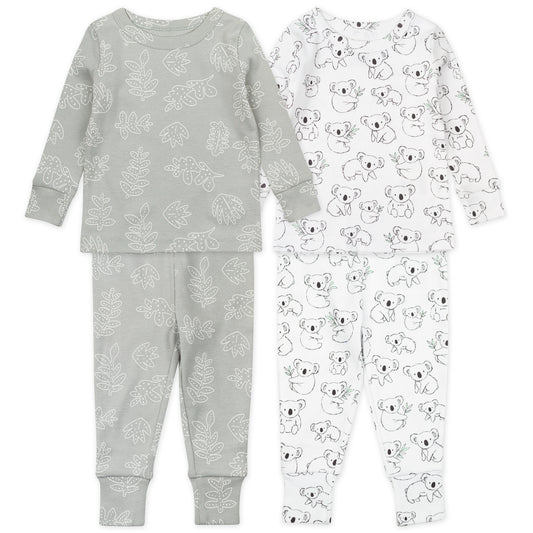 4-Piece Organic Cotton Pajama Set in Koala Print
