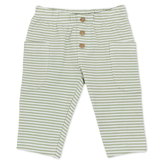 Organic Cotton 2-Pack Pant in Gray and Olive Stripes