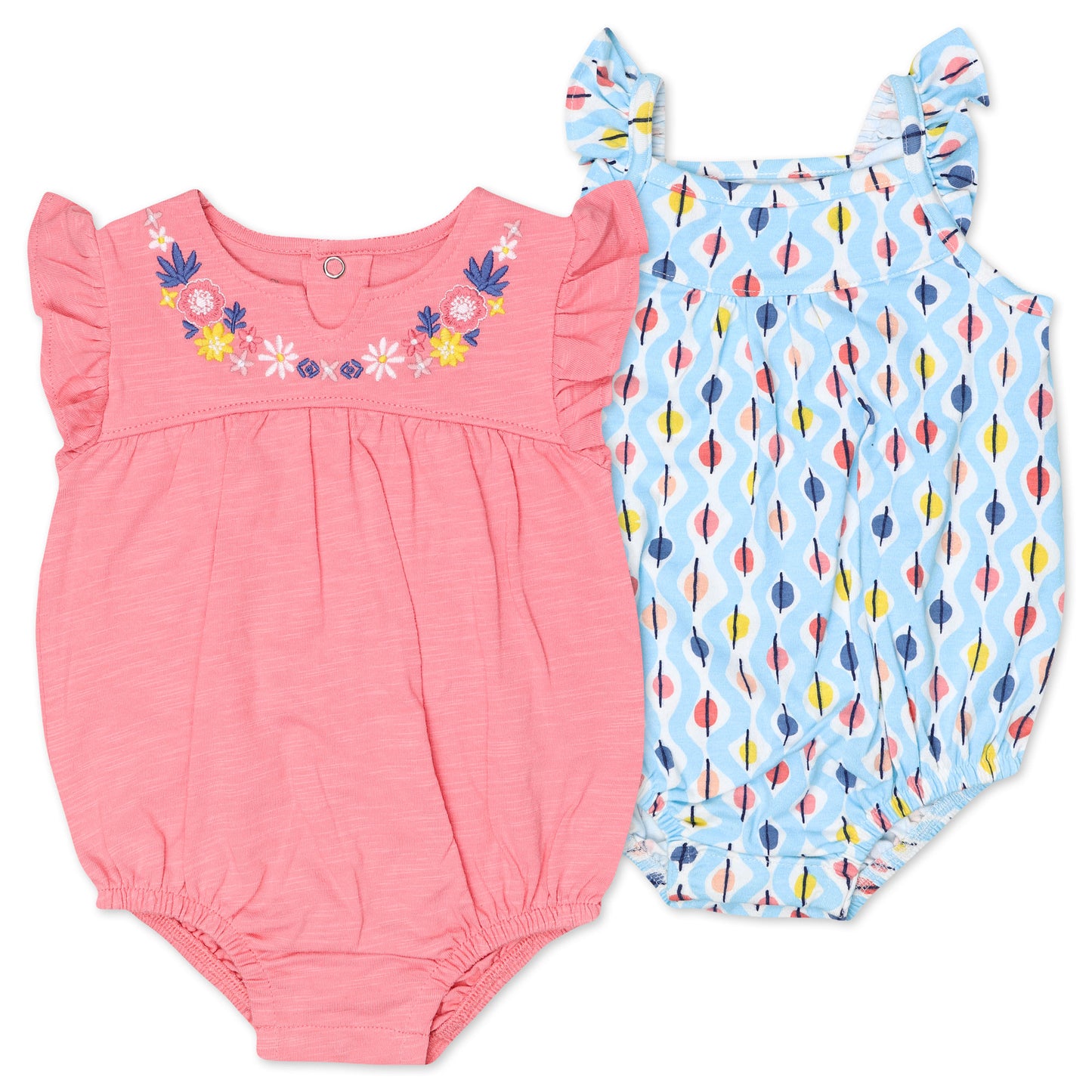Organic Cotton 2-Pack Bubble Rompers in Elephant Blooms Print