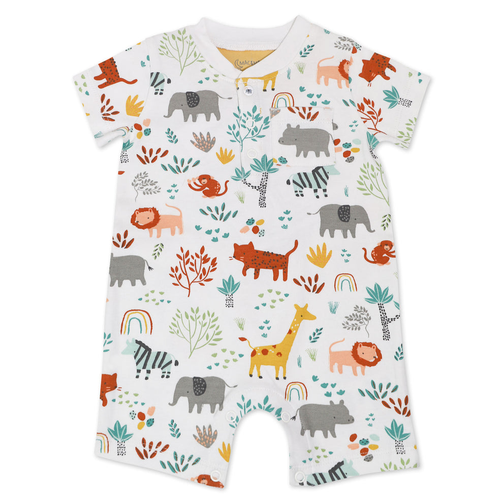 Organic Cotton 2-Pack Romper in Safari Pals Print – Mac & Moon