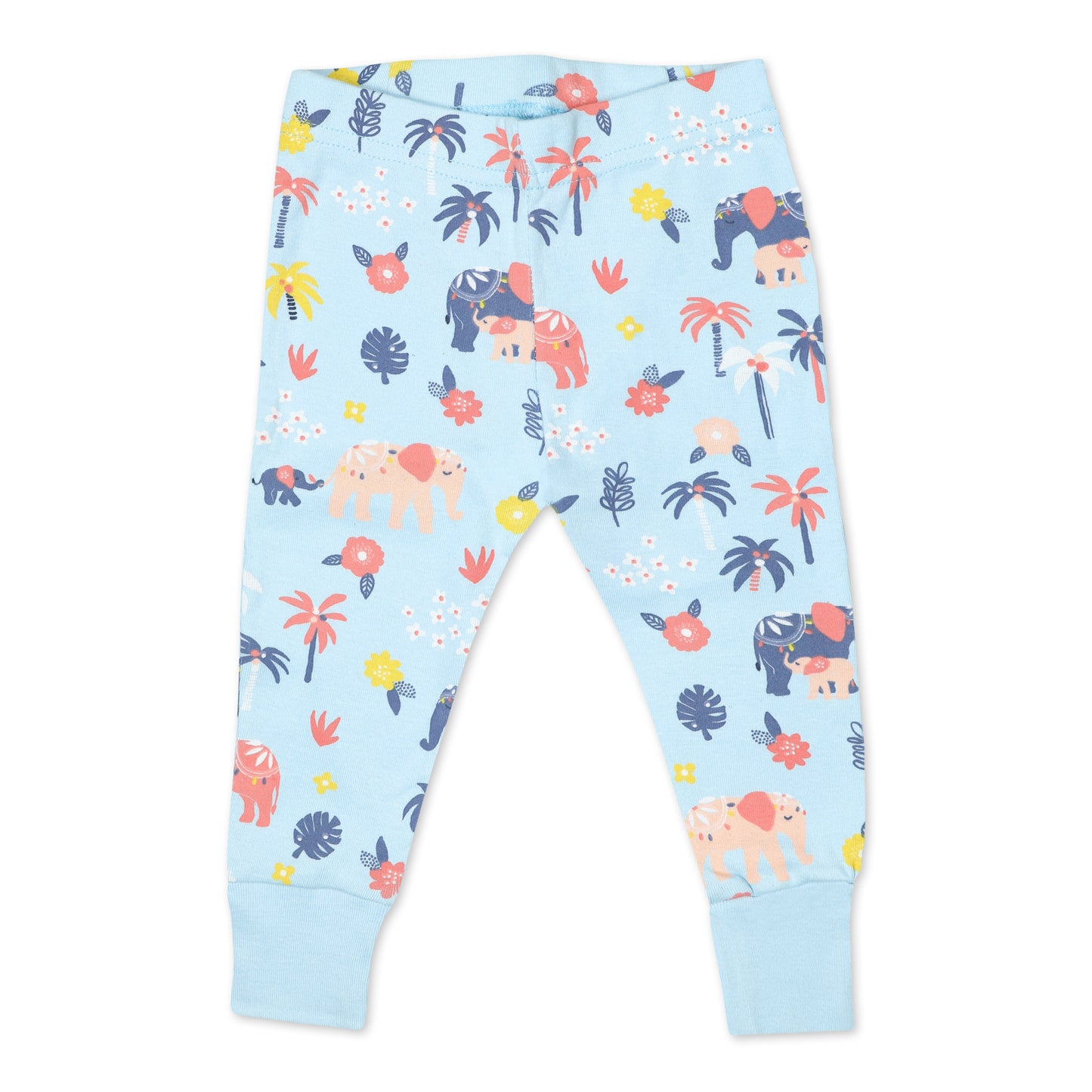 4-Piece Organic Cotton Pajama Set in Elephant Blooms Print