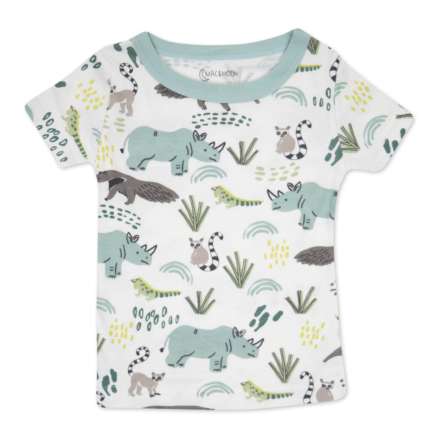 Organic Cotton 4-Piece Pajama Set in Rhino Friends Print