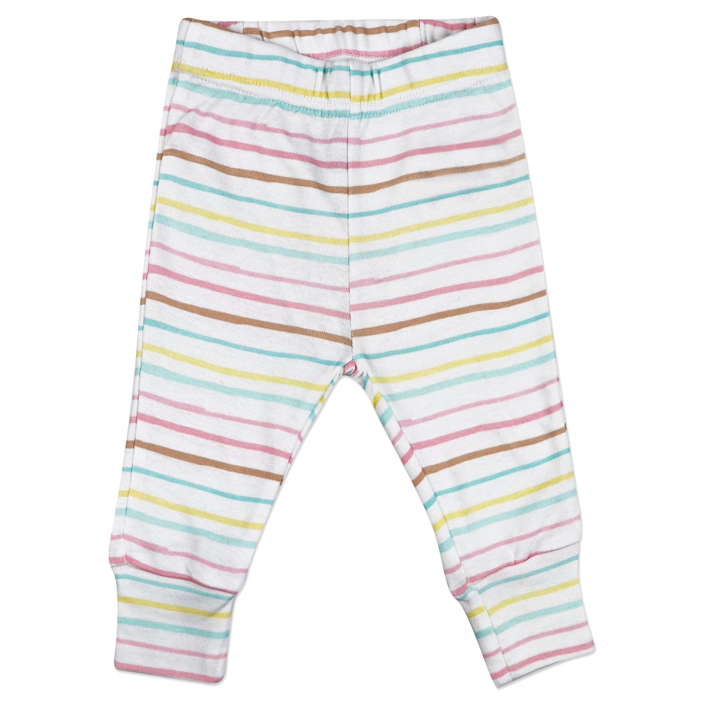 4-Piece Organic Cotton Pajama Set in Rainbow Print & Stripes