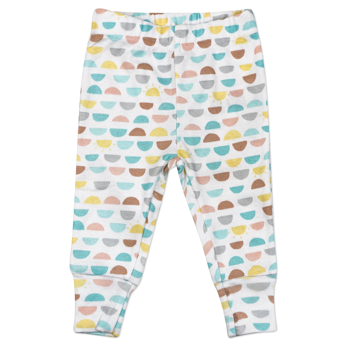 4-Piece Organic Cotton Pajama Set in Sun Geo Print & Stripes